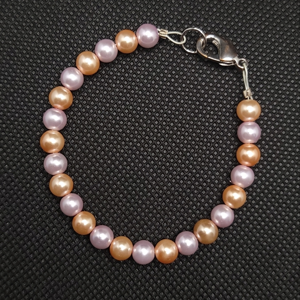 Pearl Bracelet Pastel Orange and Lavender Faux